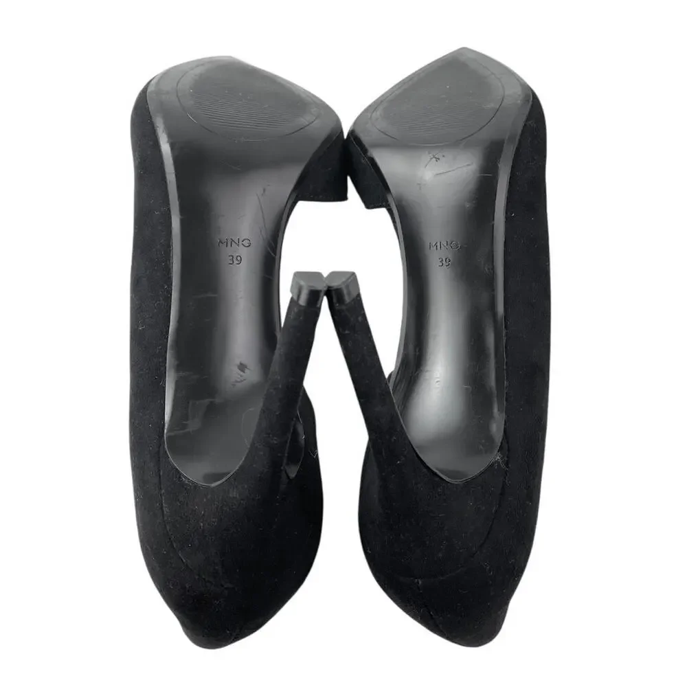 MNG Mango Black Asymmetrical Pointed Toe Stiletto High Heels Pumps Shoes Sz 8.5
